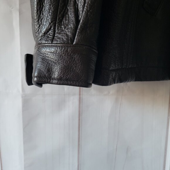 Perry Ellis Men’s XL Classic Soft Leather Jacket, Brown, Lined, Adjustable Cuff - Picture 2 of 13